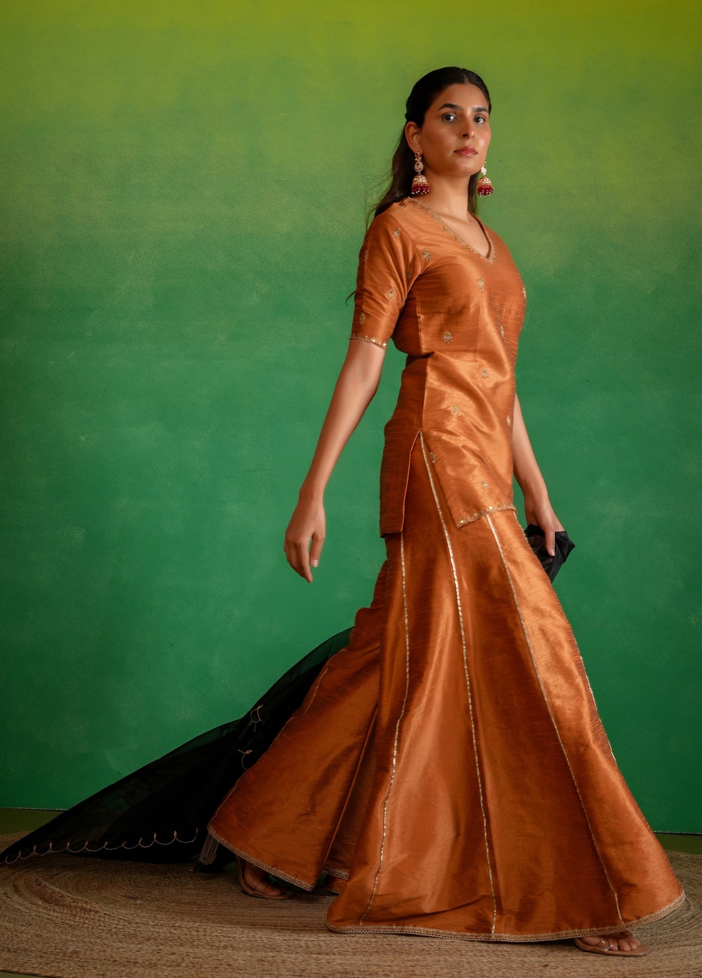 Copper Rust Sharara Set