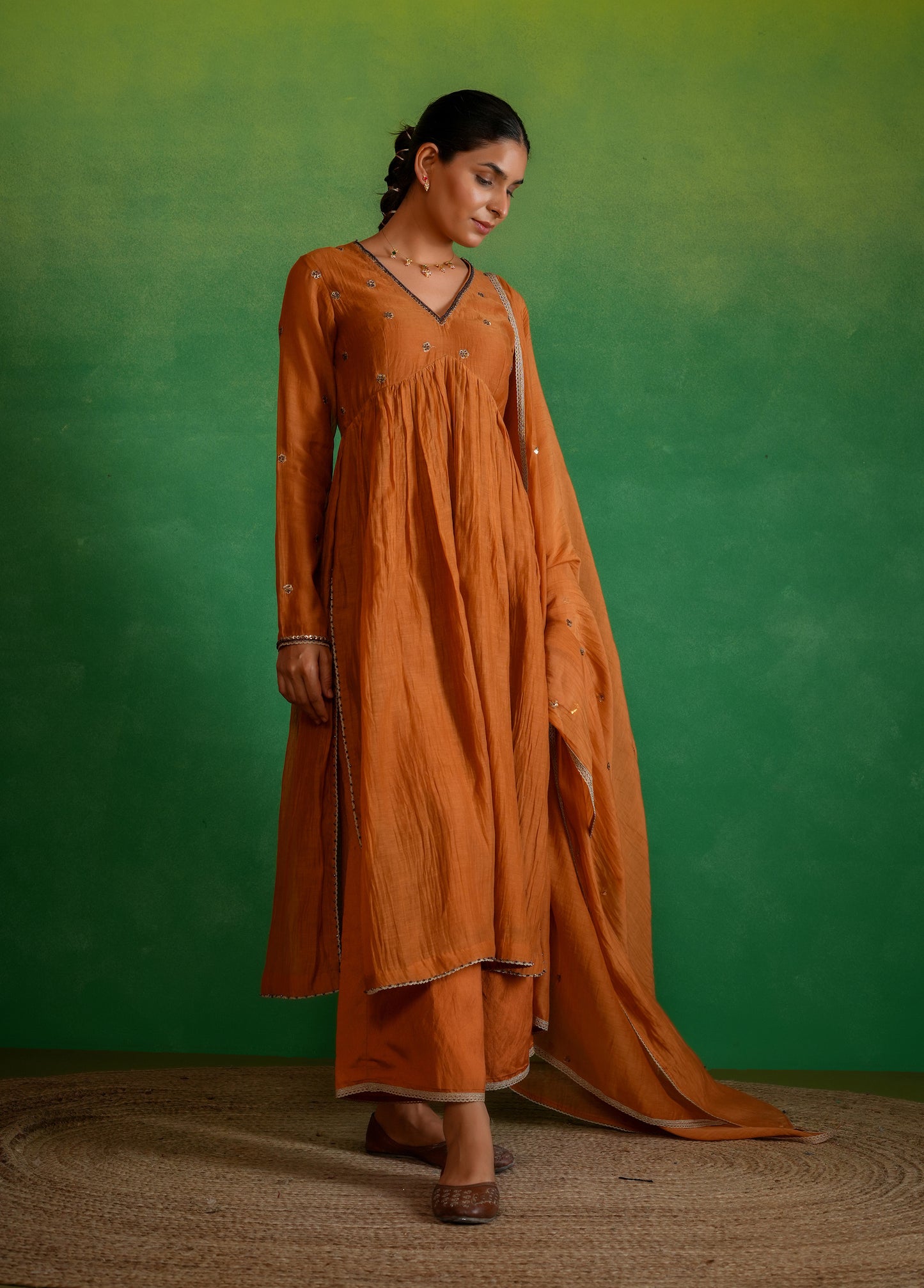 Saffron Rust Kurta Set