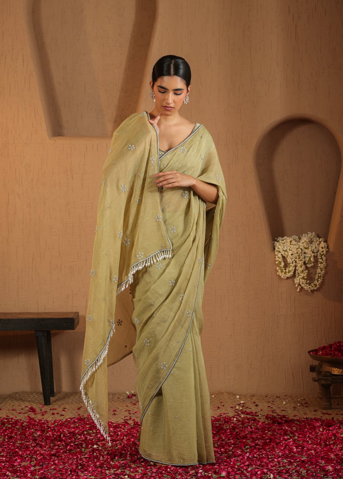 Sage Green Saree with Blouse