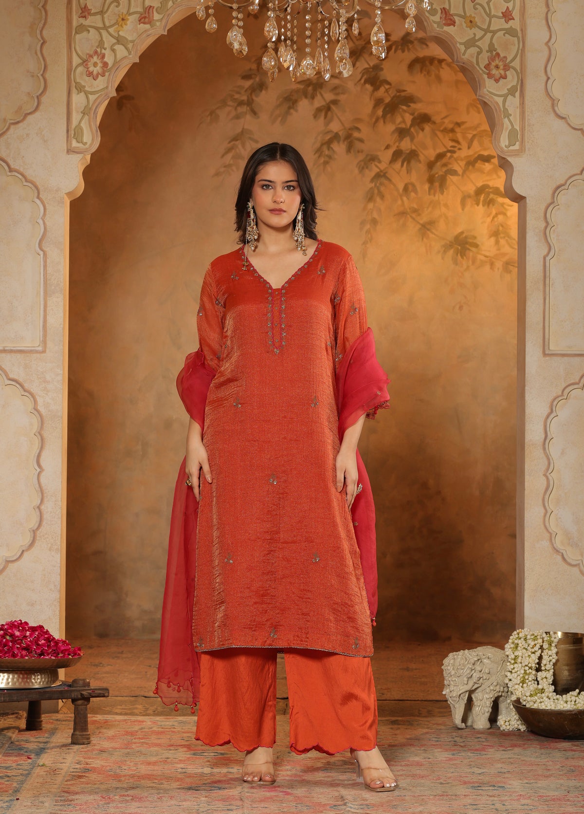 Rust Orange Kurta Set