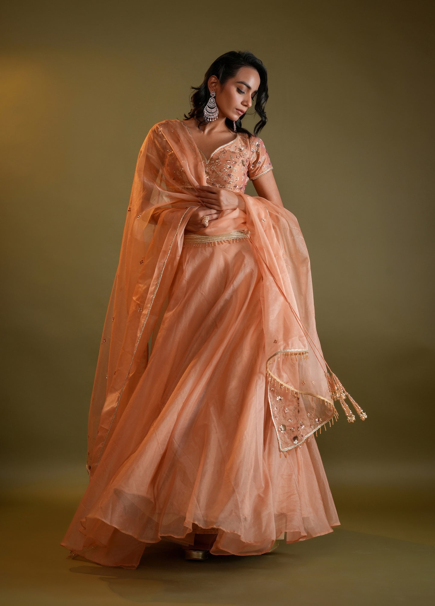 Soft Peach Lahenga Set