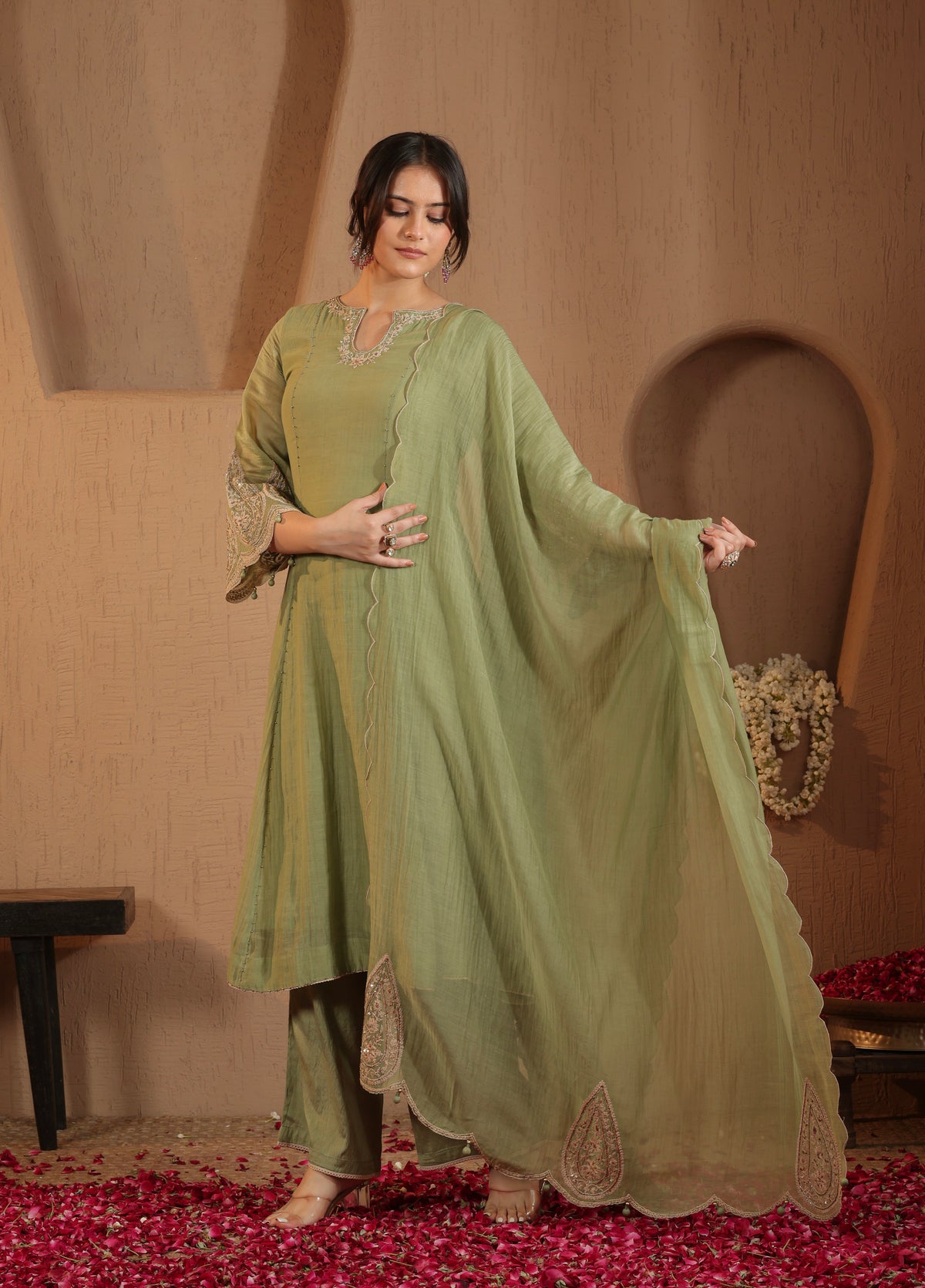 Sage Green Kalidaar Kurta Set