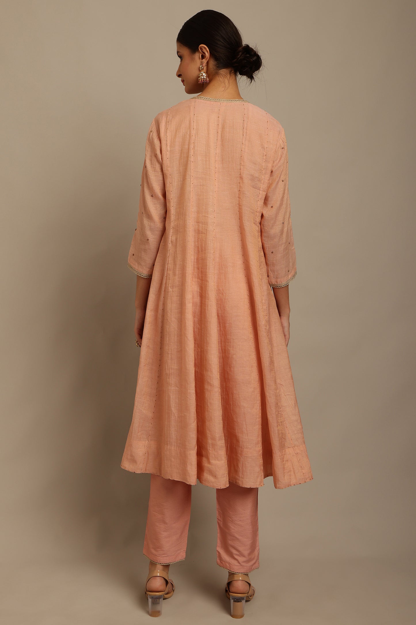 Peach Anarkali Set