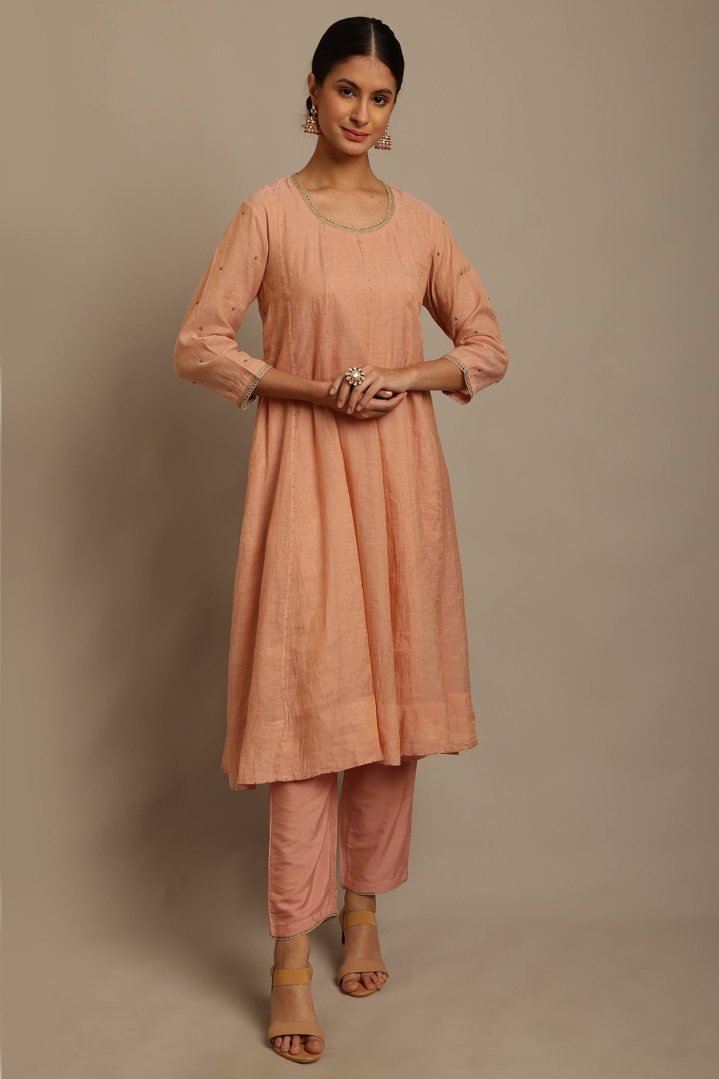 Peach Anarkali Set