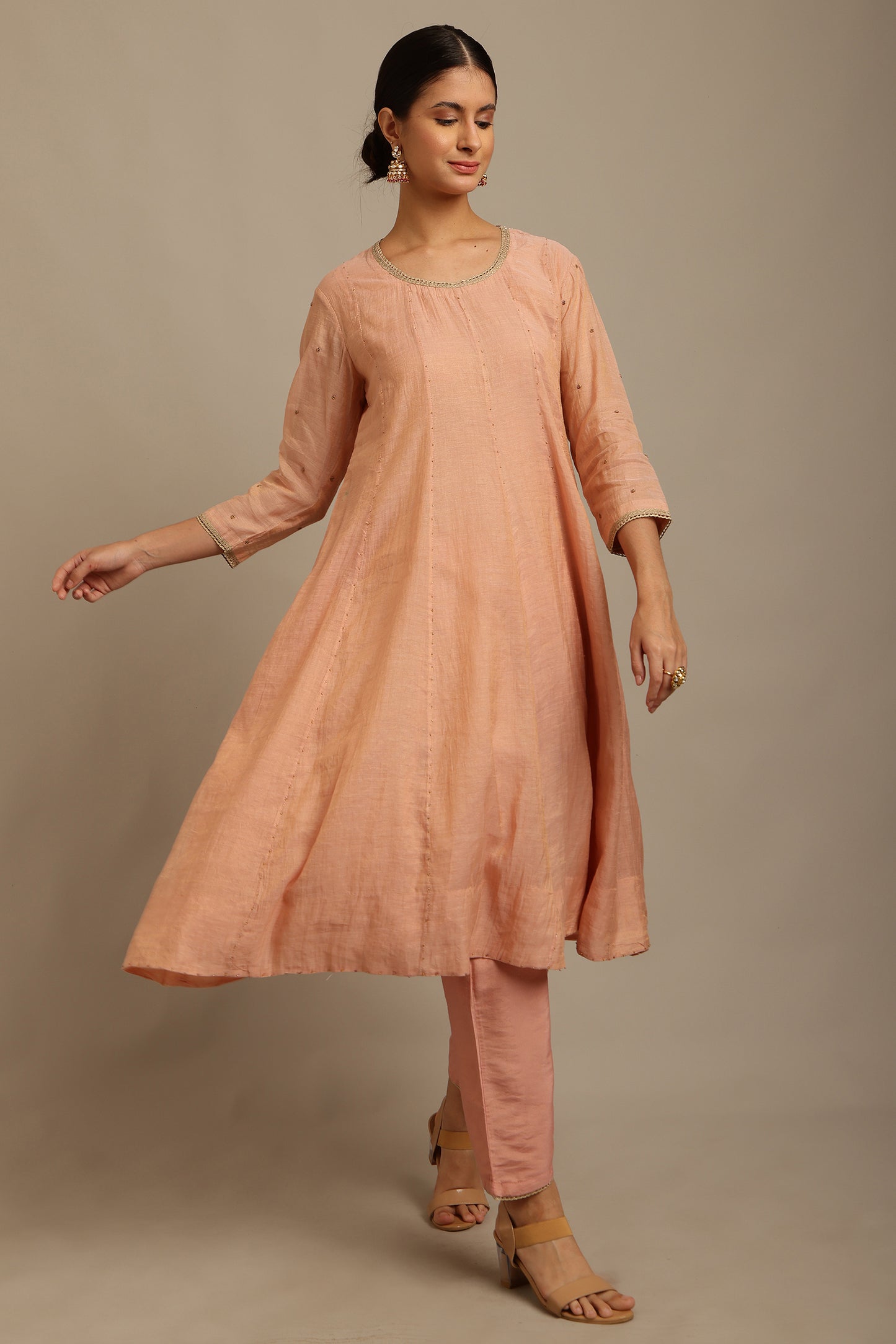 Peach Anarkali Set