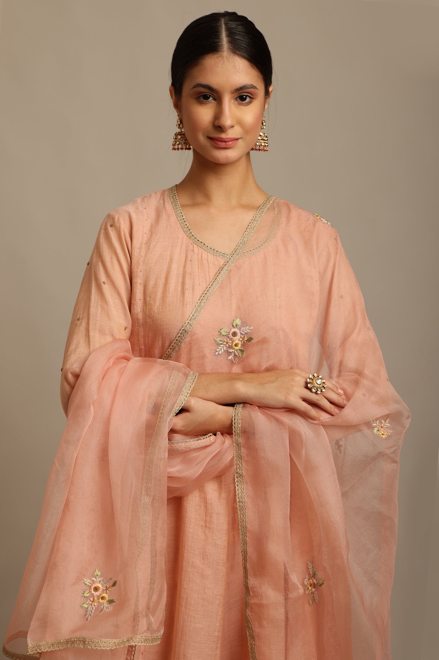 Peach Anarkali Set