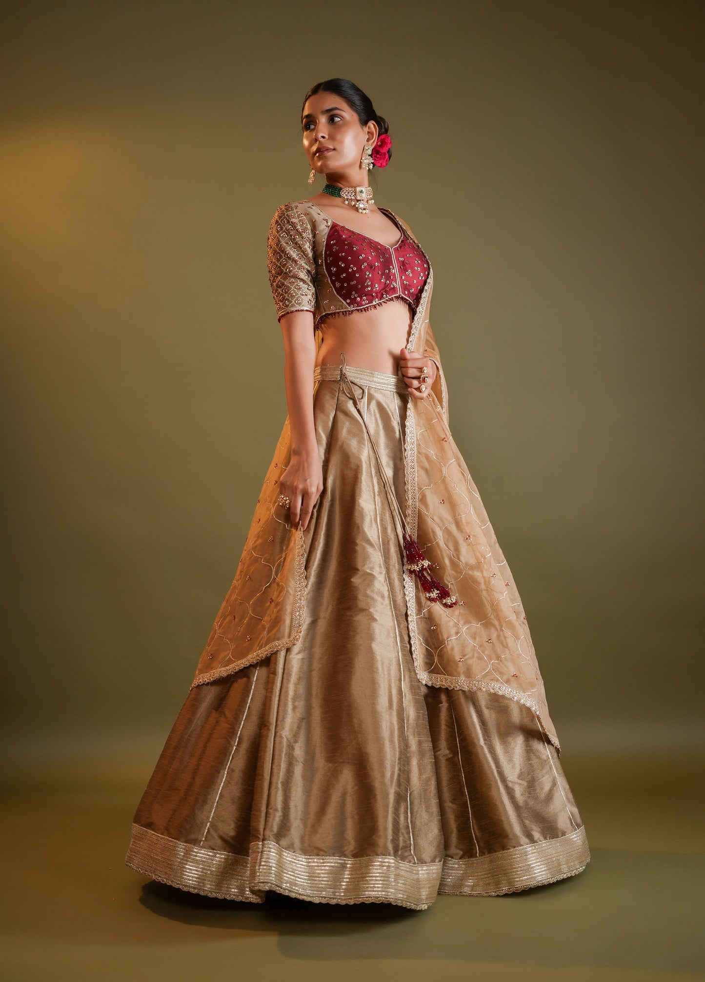 Antique Gold Lahenga Set