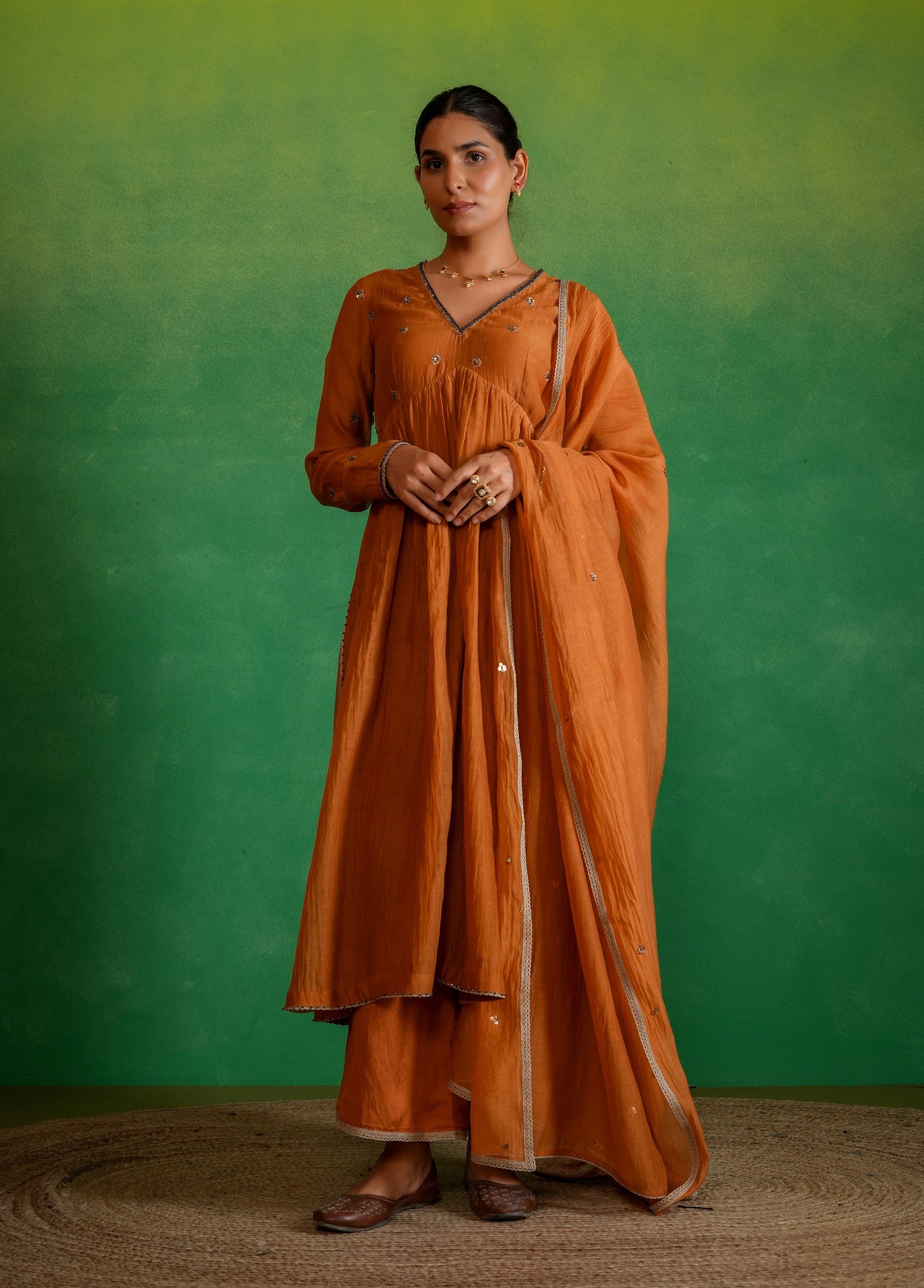 Saffron Rust Kurta Set