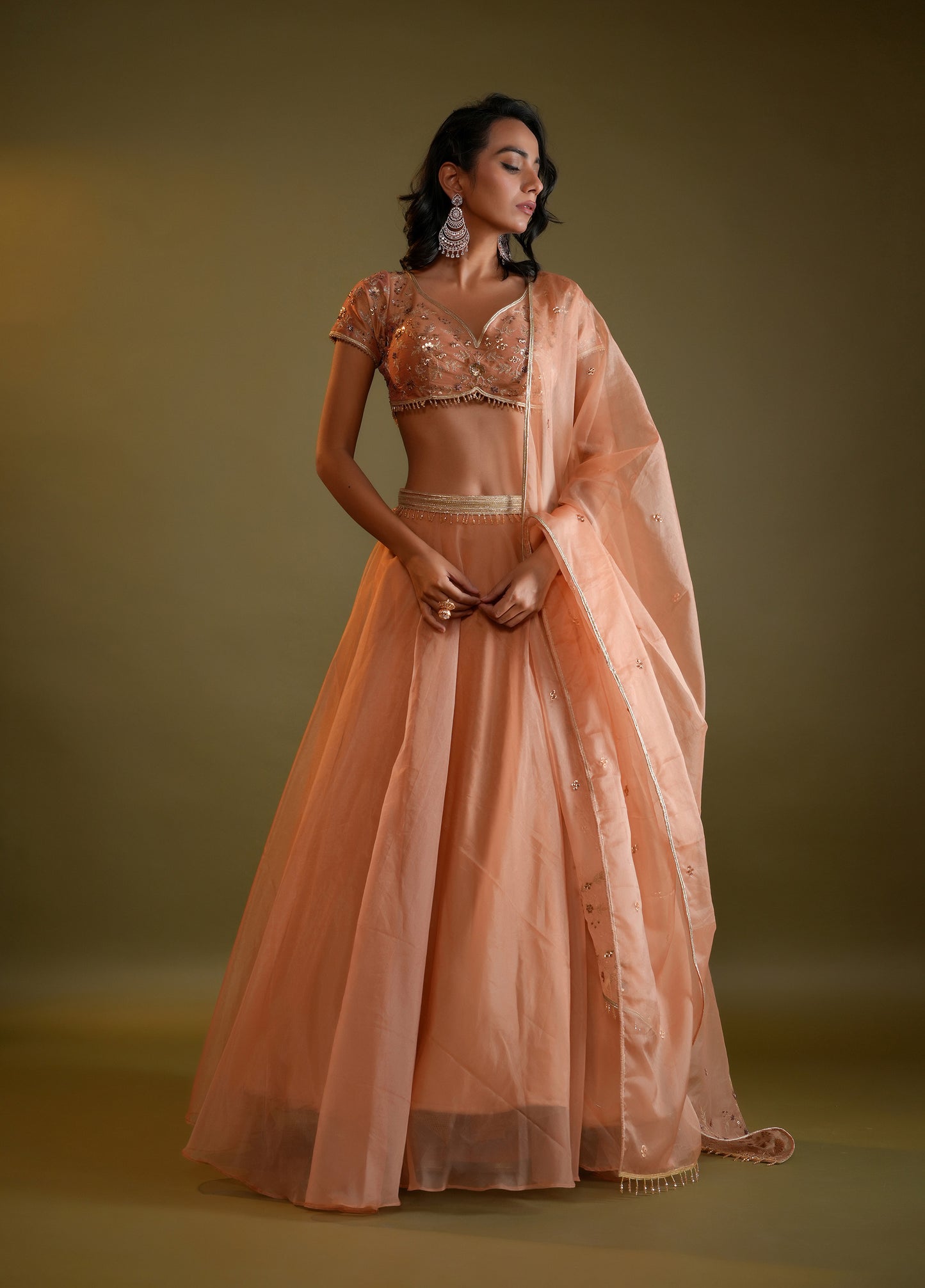 Soft Peach Lahenga Set