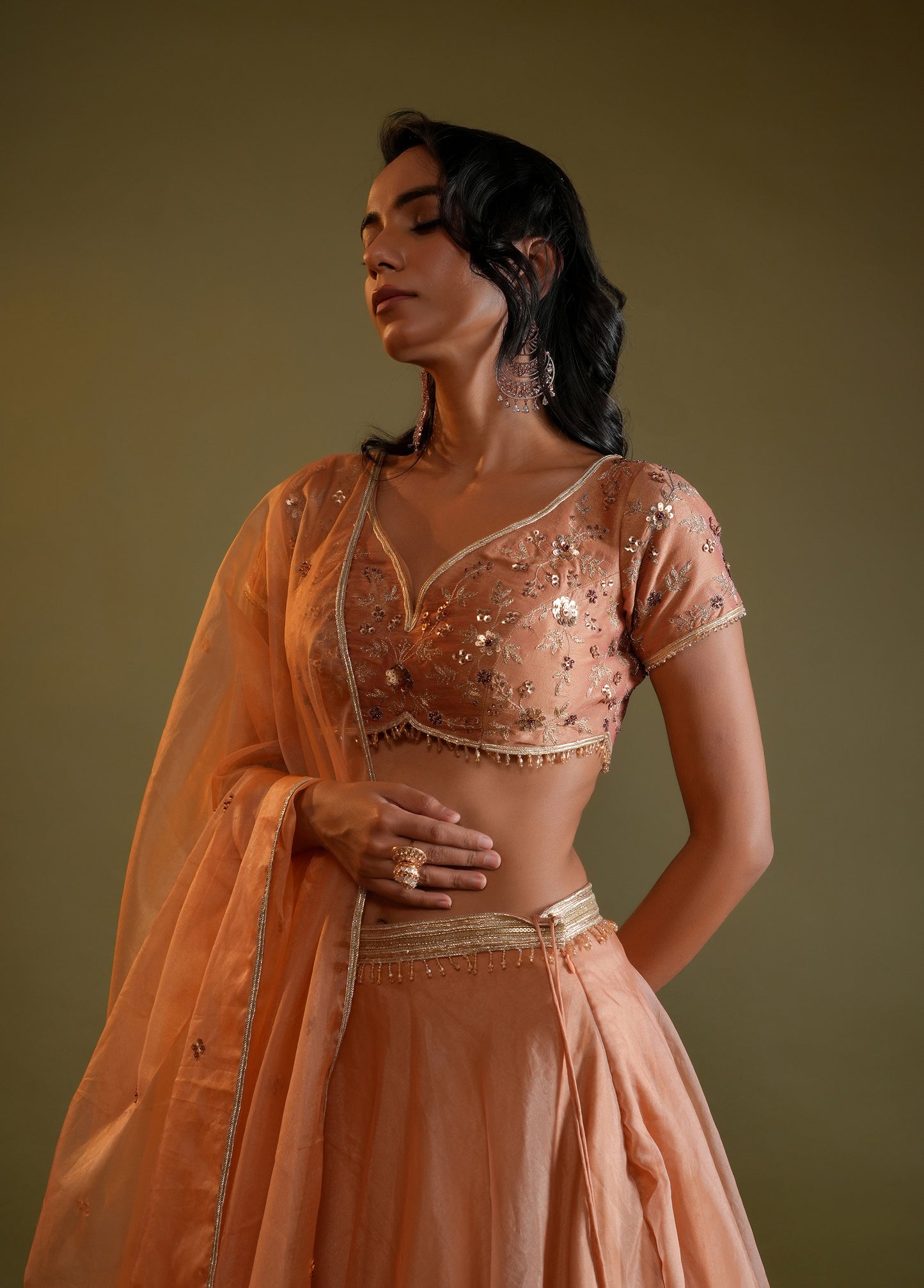 Soft Peach Lahenga Set