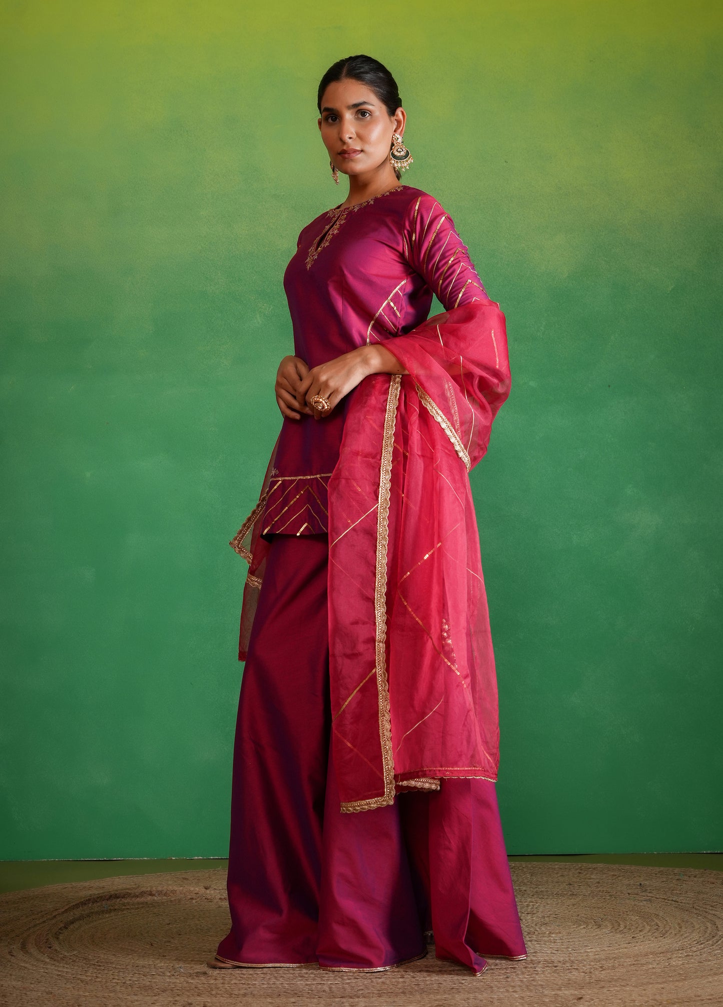 Berry Wine Sharara Set