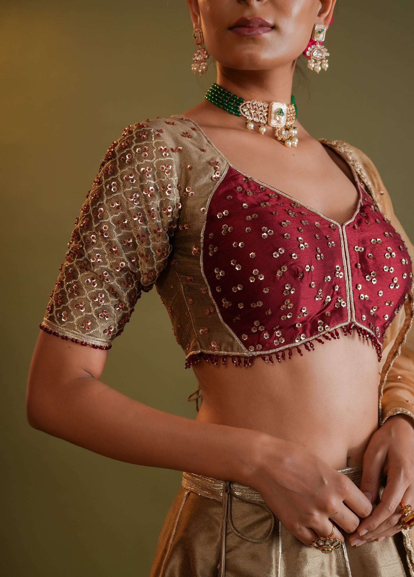 Antique Gold Lahenga Set