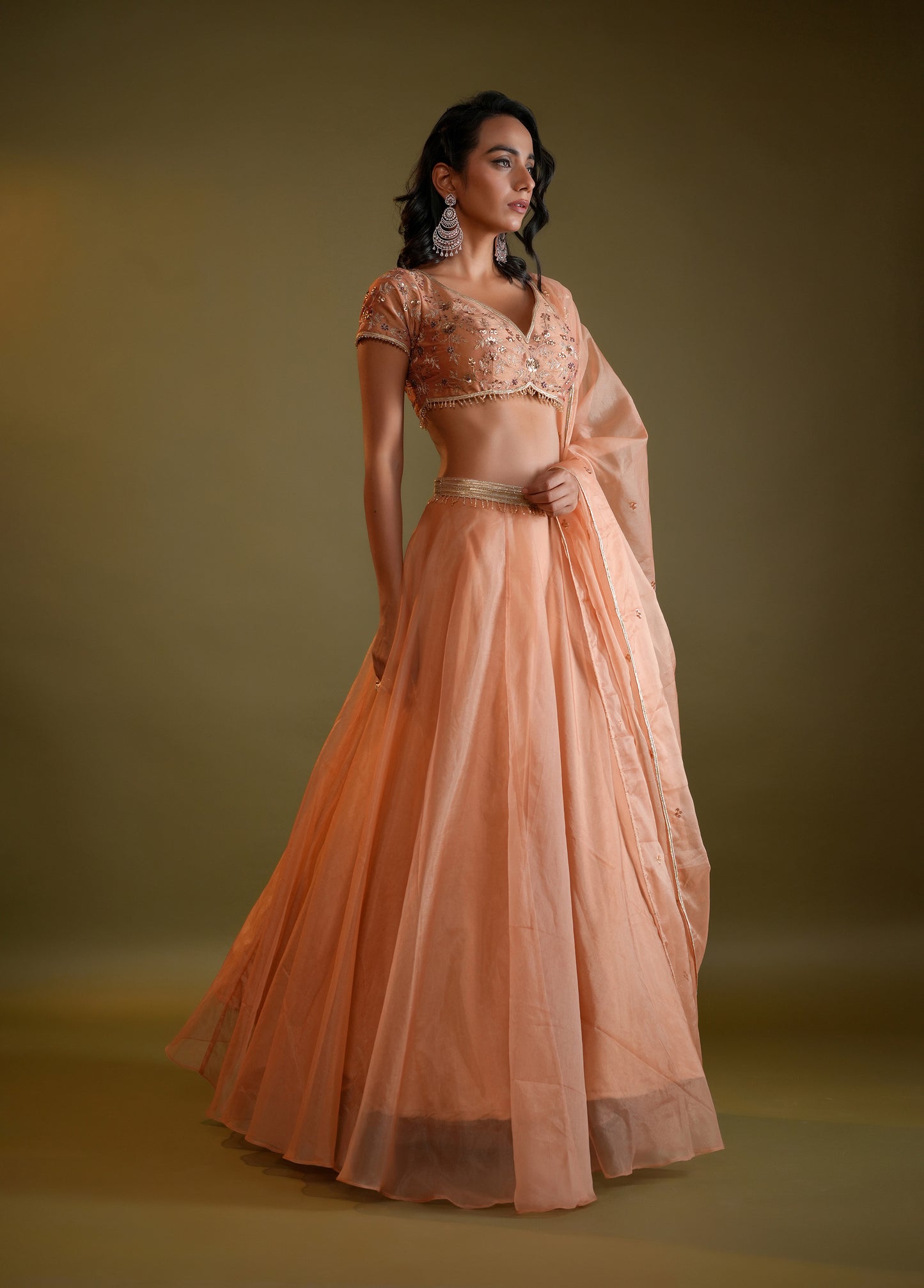 Soft Peach Lahenga Set