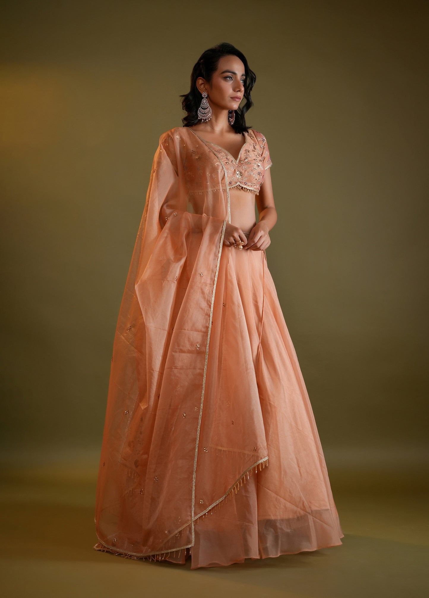 Soft Peach Lahenga Set