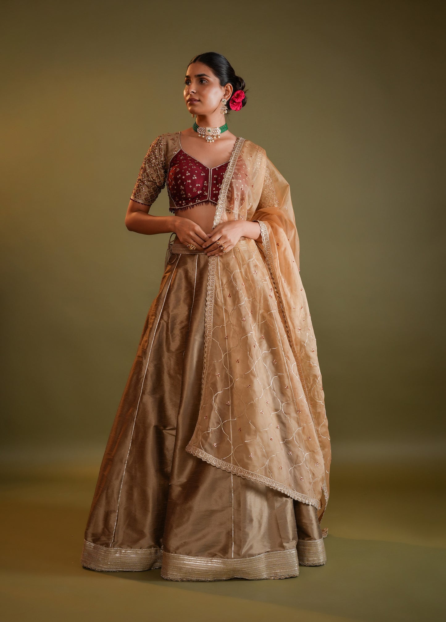 Antique Gold Lahenga Set