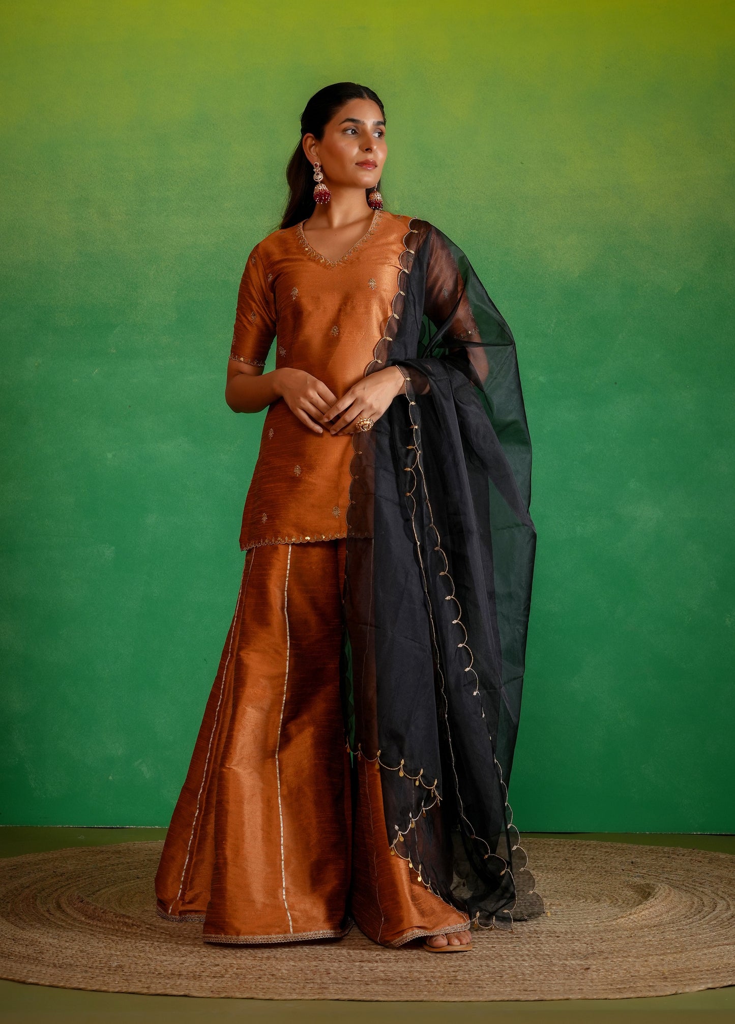 Copper Rust Sharara Set