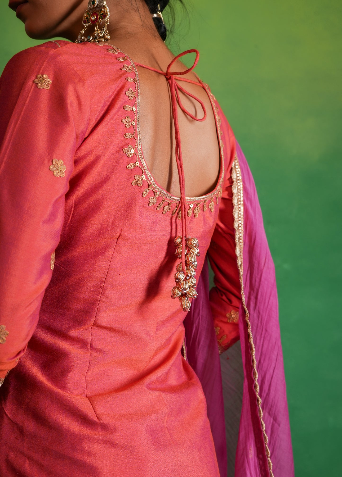 Coral Pink Gharara Set