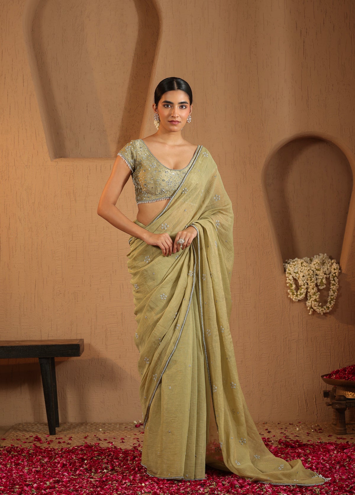 Sage Green Saree with Blouse