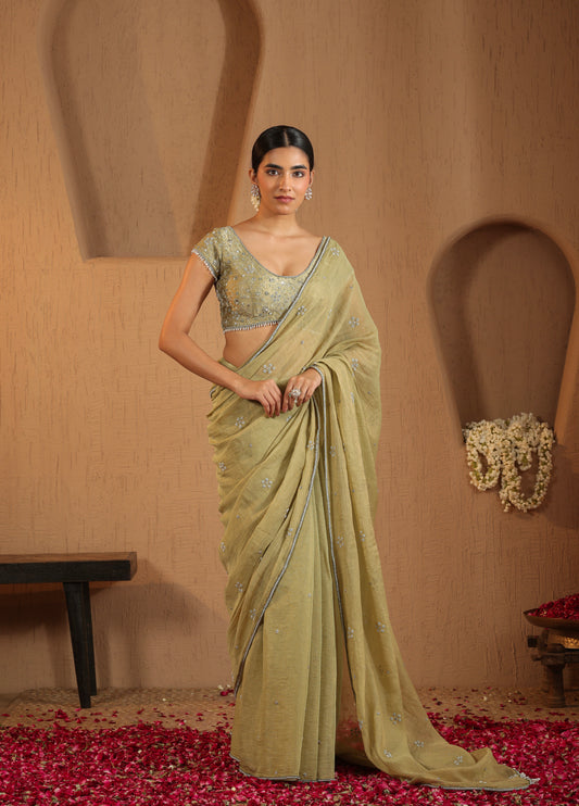 Sage Green Saree with Blouse