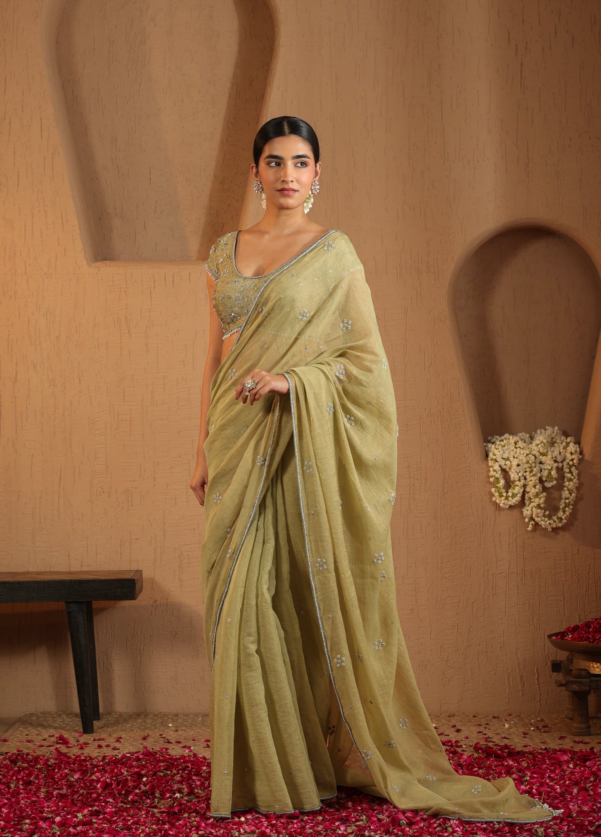 Sage Green Saree with Blouse