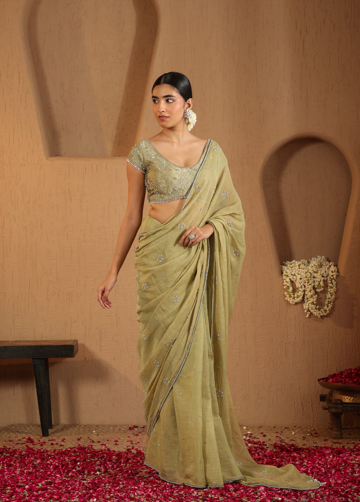 Sage Green Saree with Blouse