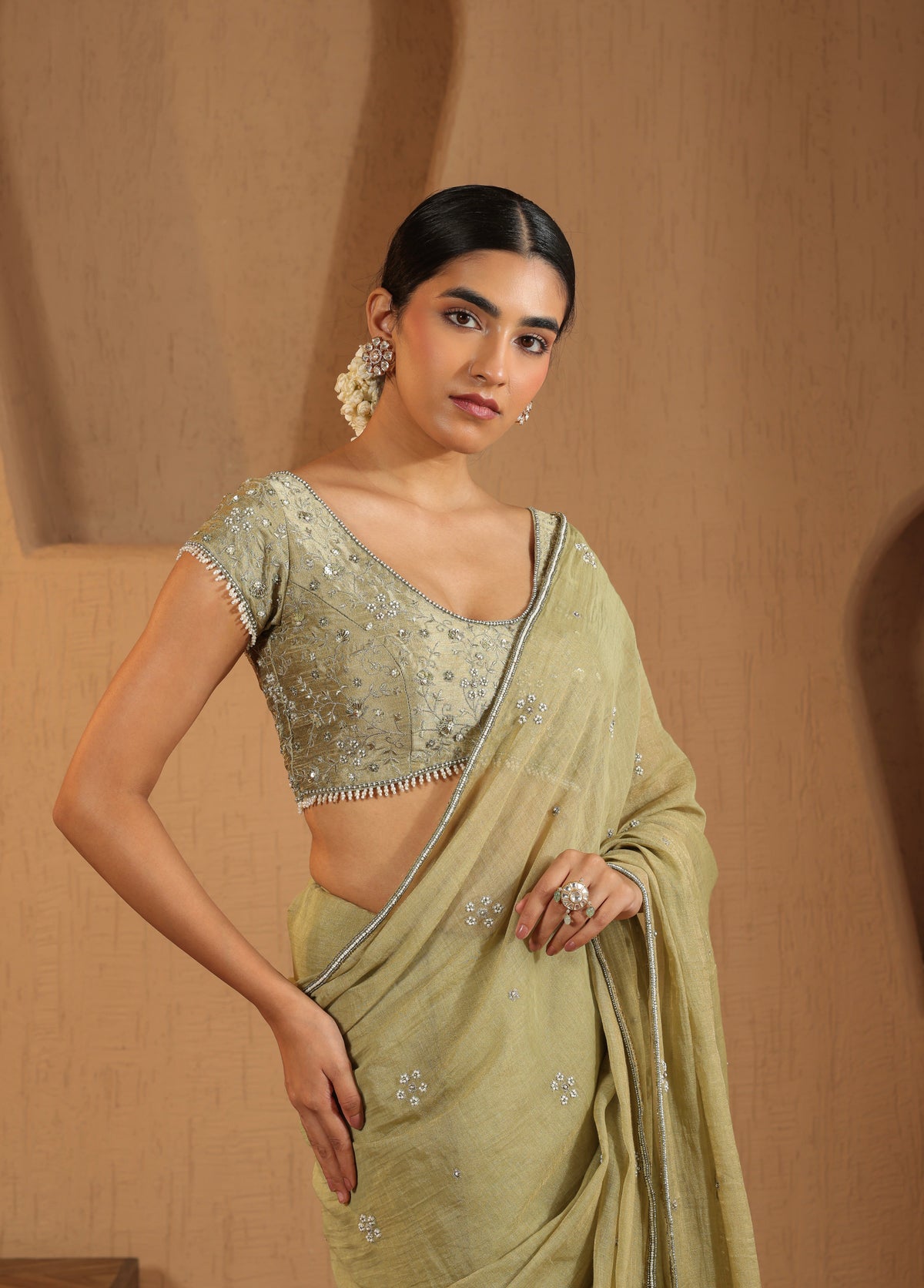 Sage Green Saree with Blouse