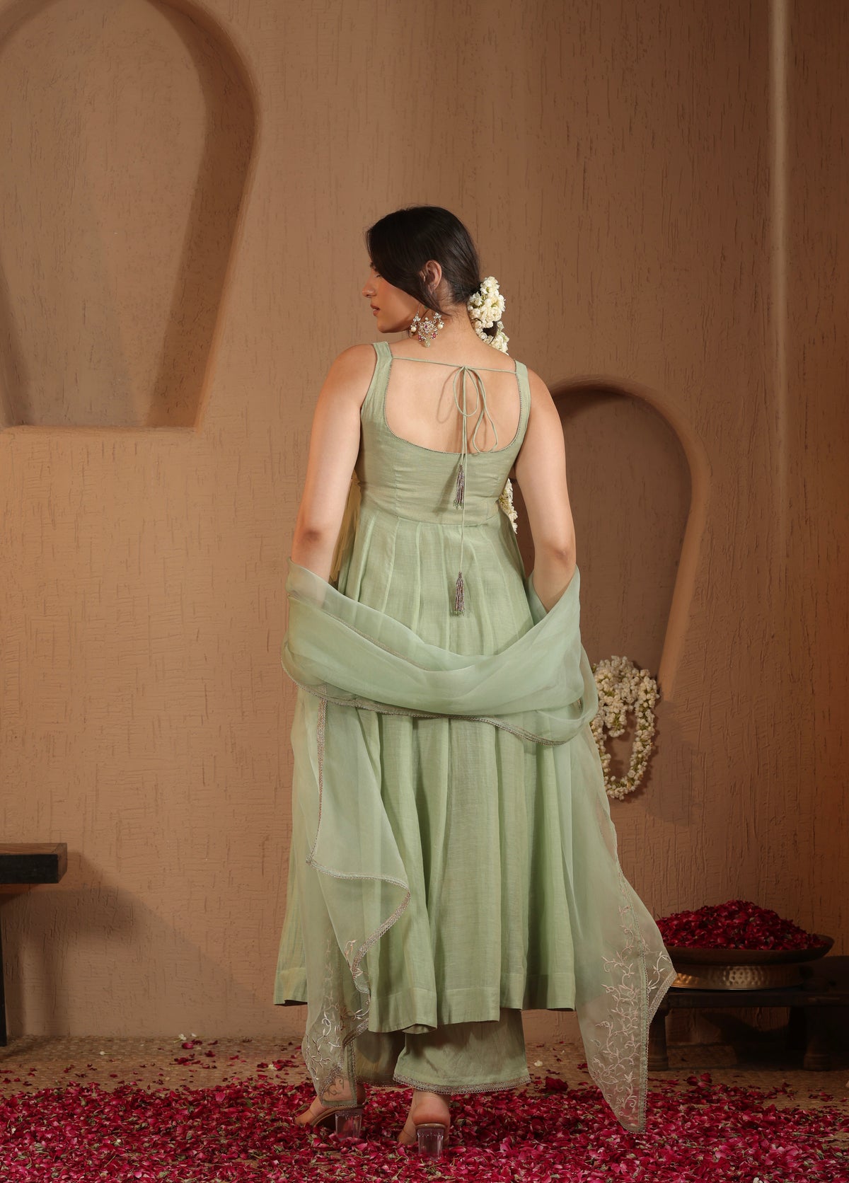 Soft Sage Anarkali Set