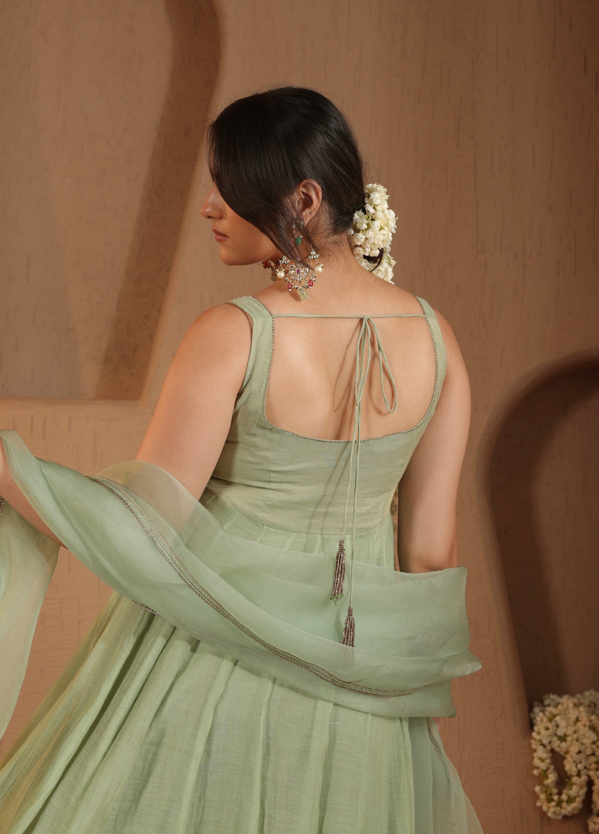 Soft Sage Anarkali Set