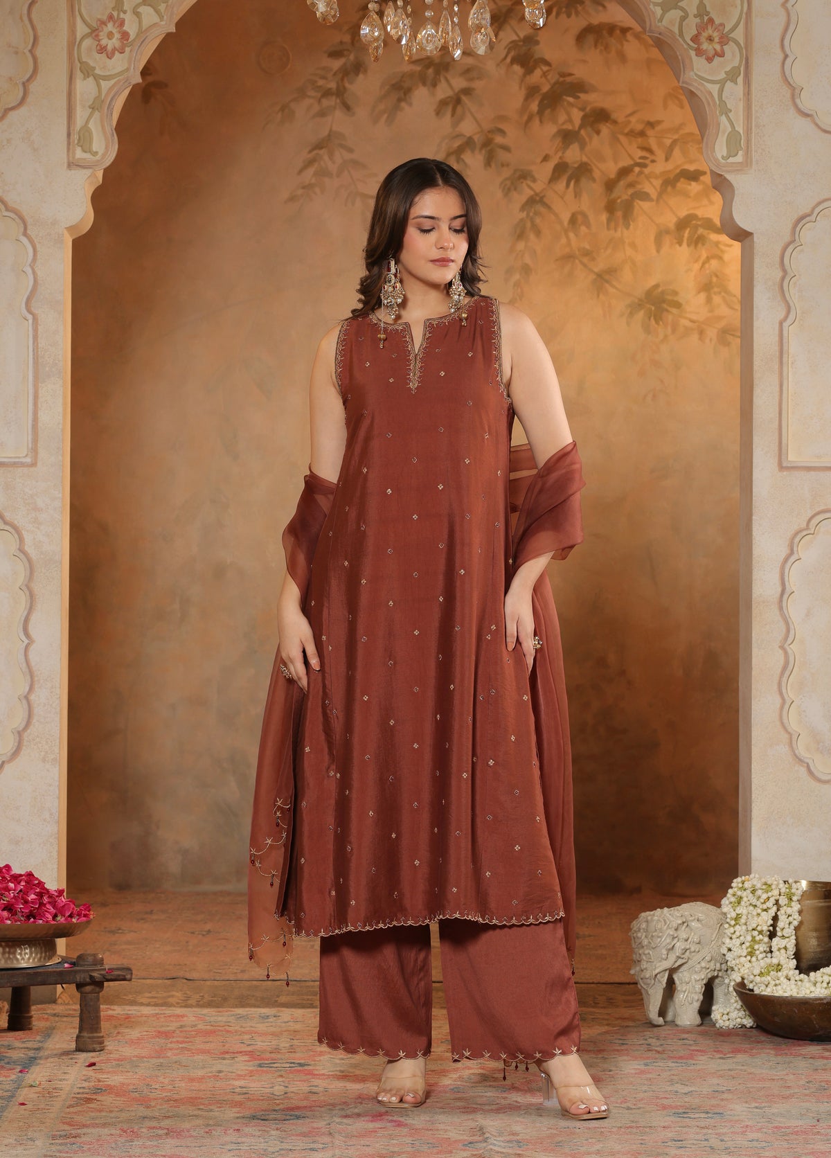 Rust Brown Kurta  Set