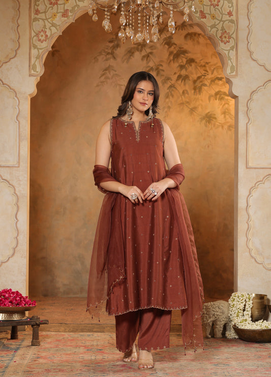 Rust Brown Kurta  Set
