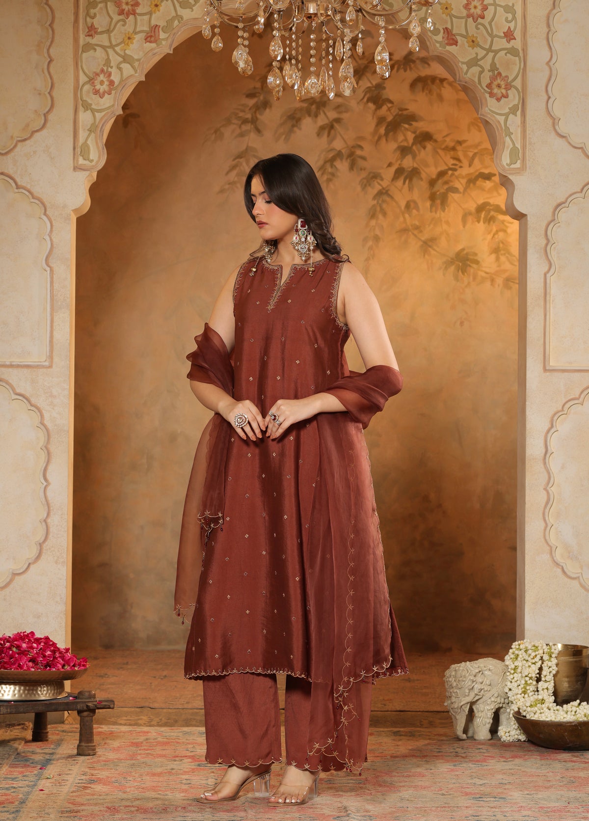 Rust Brown Kurta  Set