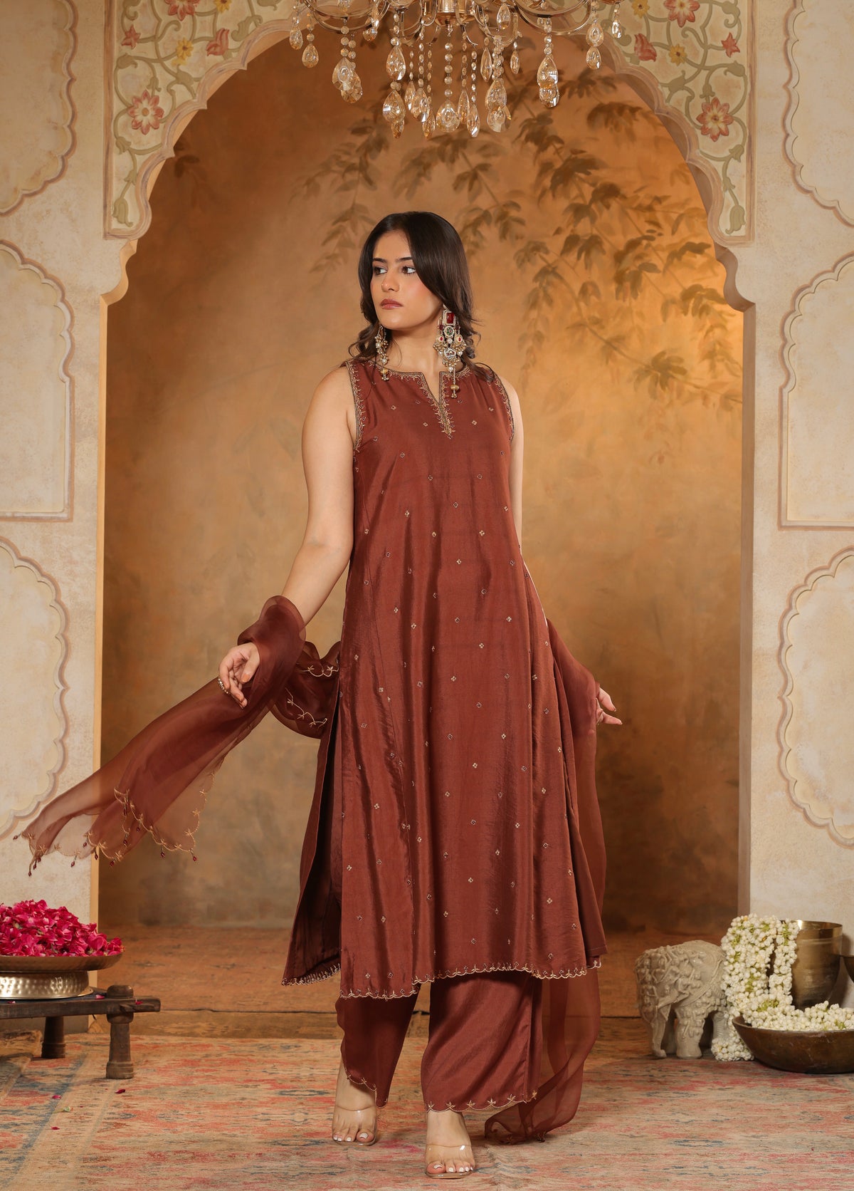 Rust Brown Kurta  Set