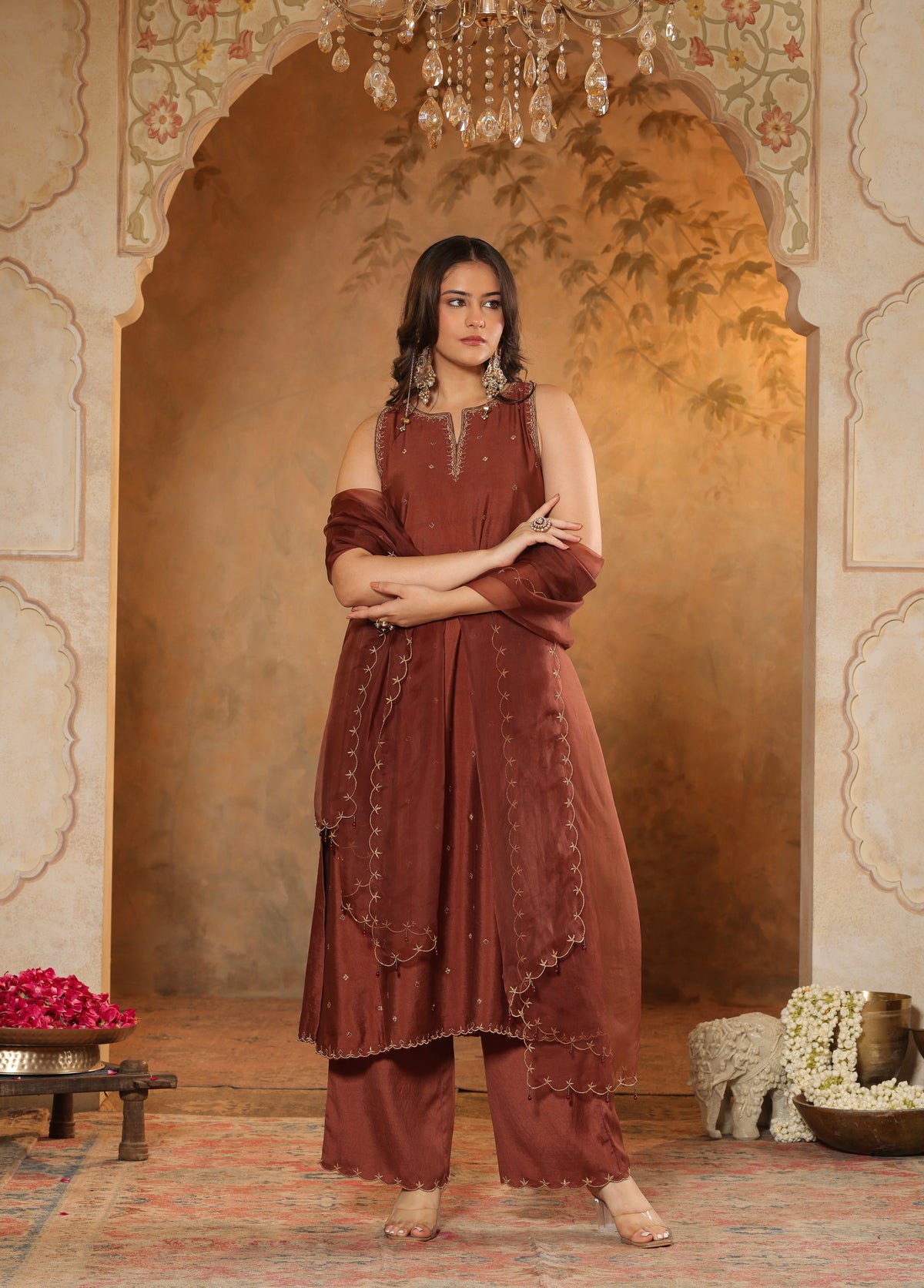 Rust Brown Kurta  Set