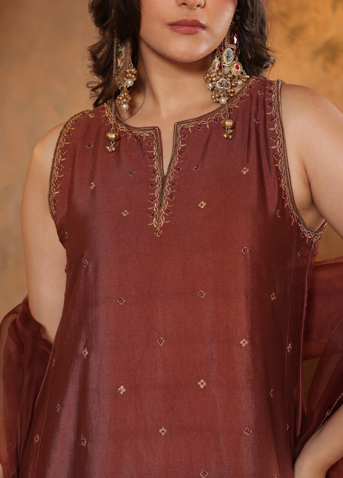 Rust Brown Kurta  Set