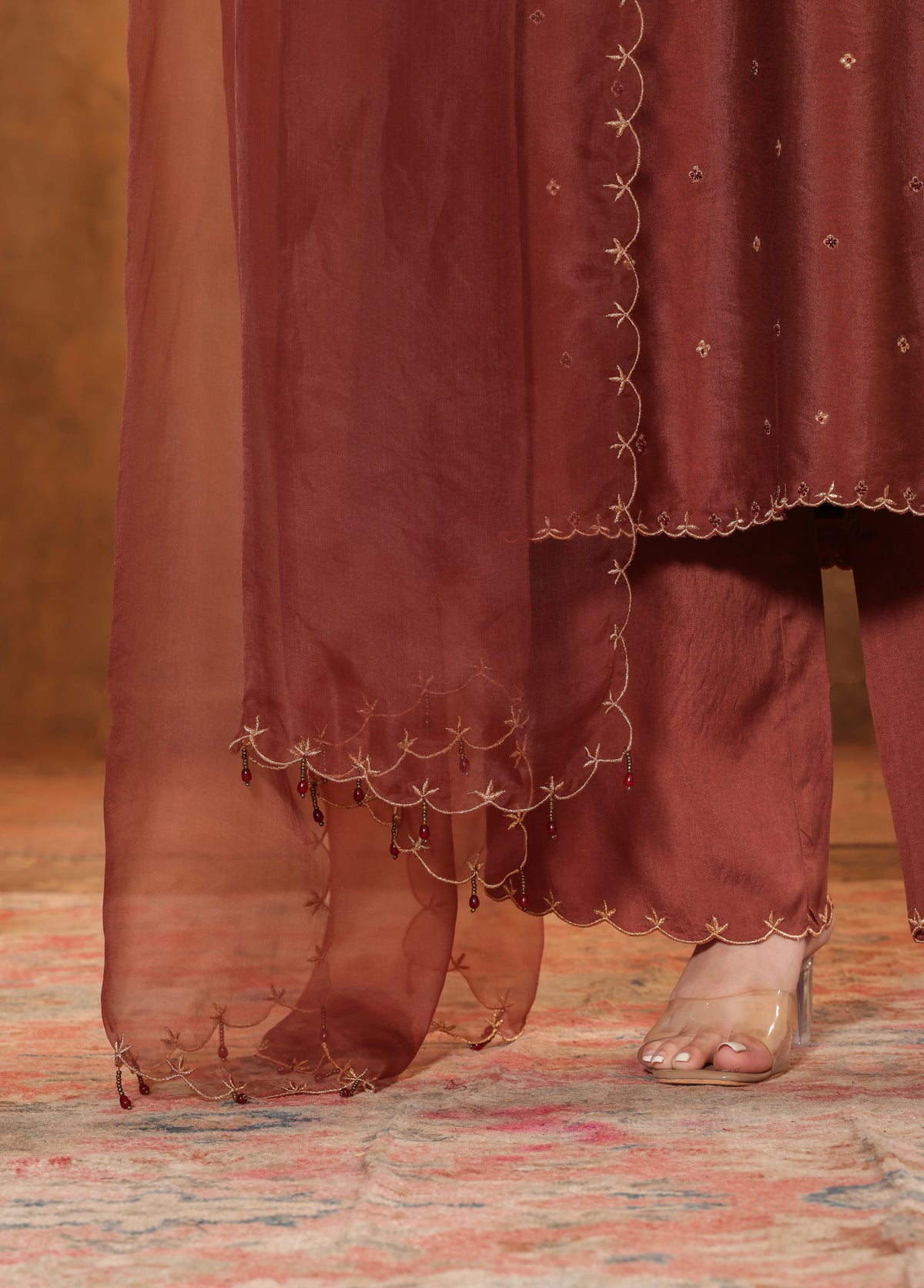 Rust Brown Kurta  Set