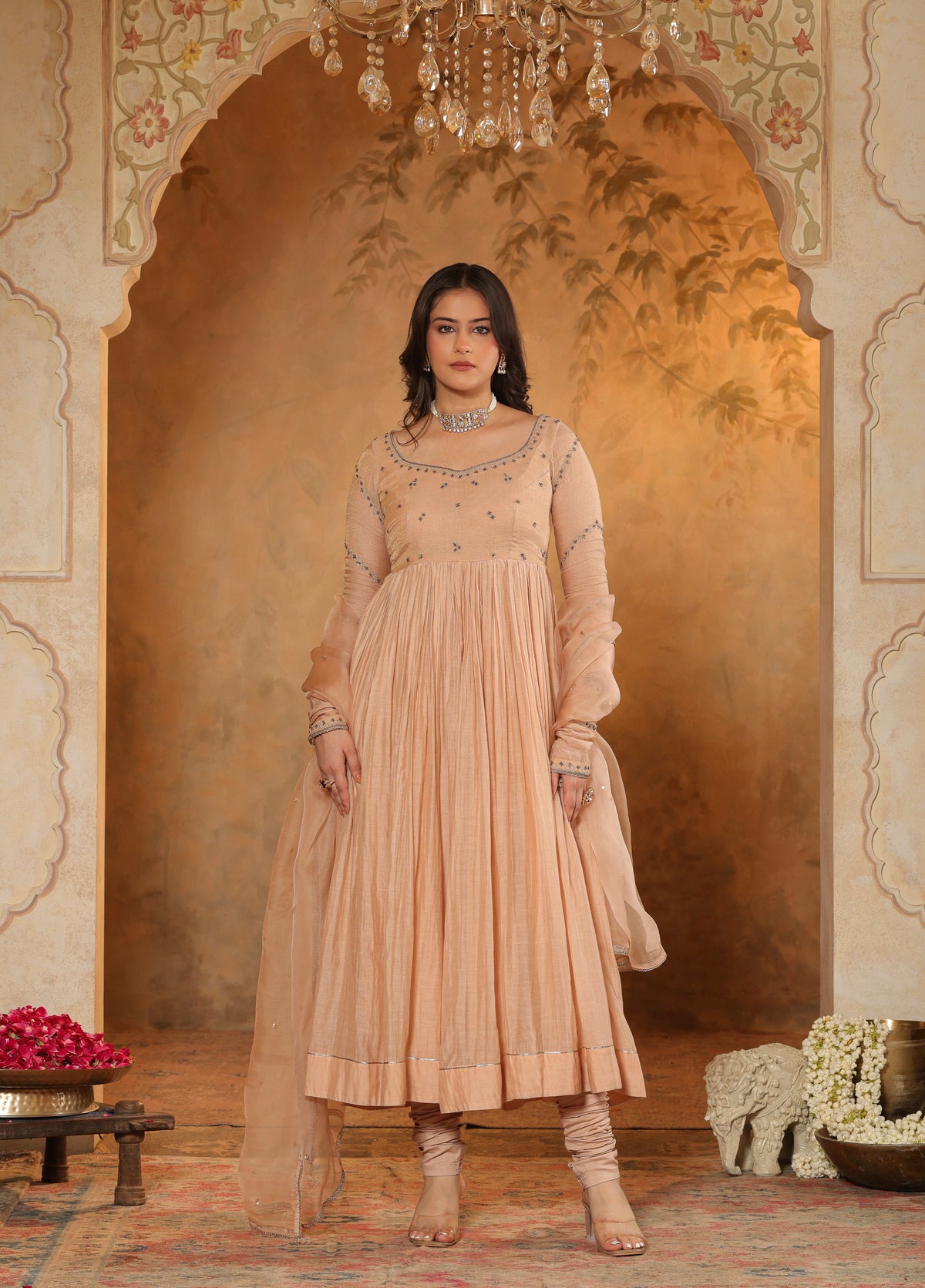 Soft Peach Anarkali Set