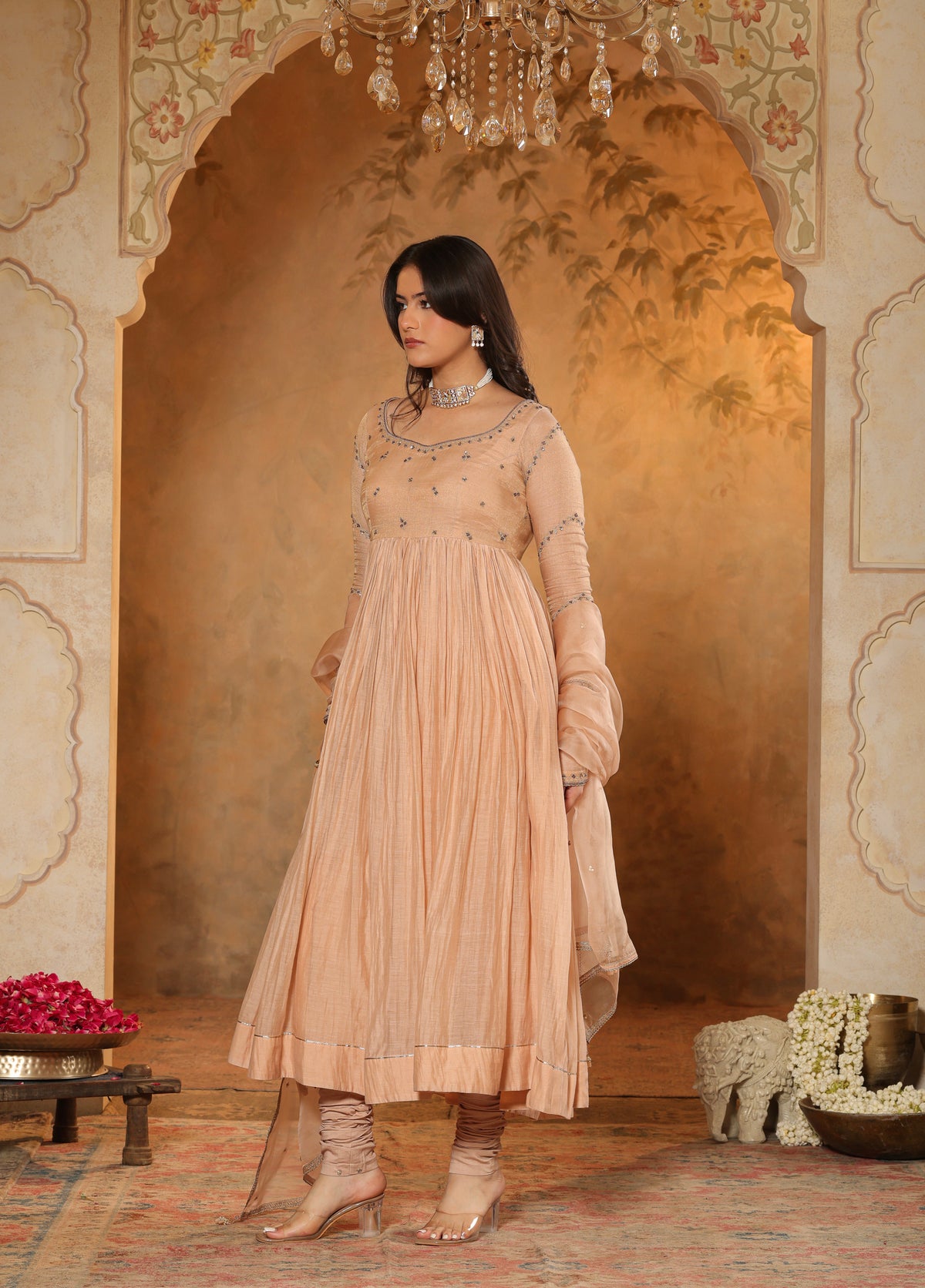 Soft Peach Anarkali Set