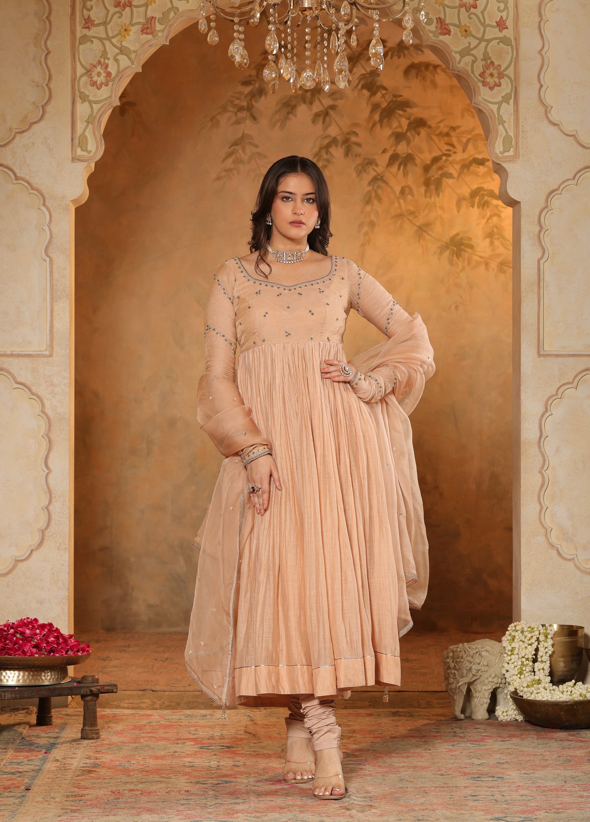 Soft Peach Anarkali Set