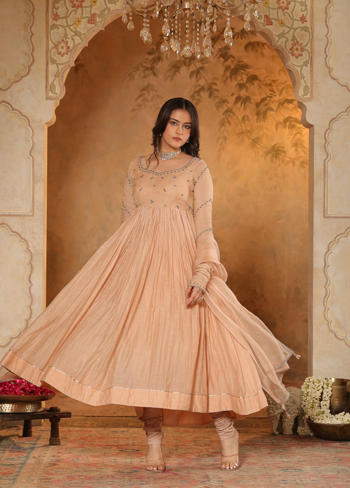 Soft Peach Anarkali Set