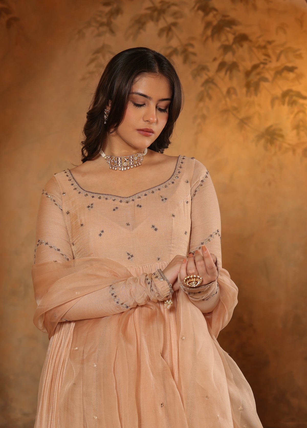 Soft Peach Anarkali Set