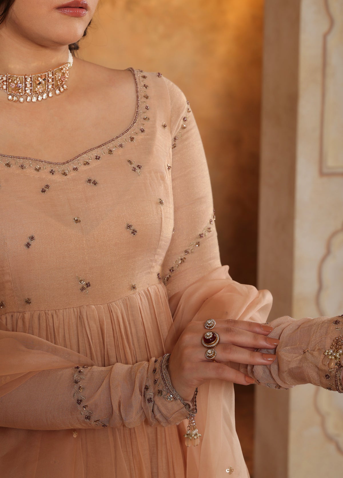 Soft Peach Anarkali Set