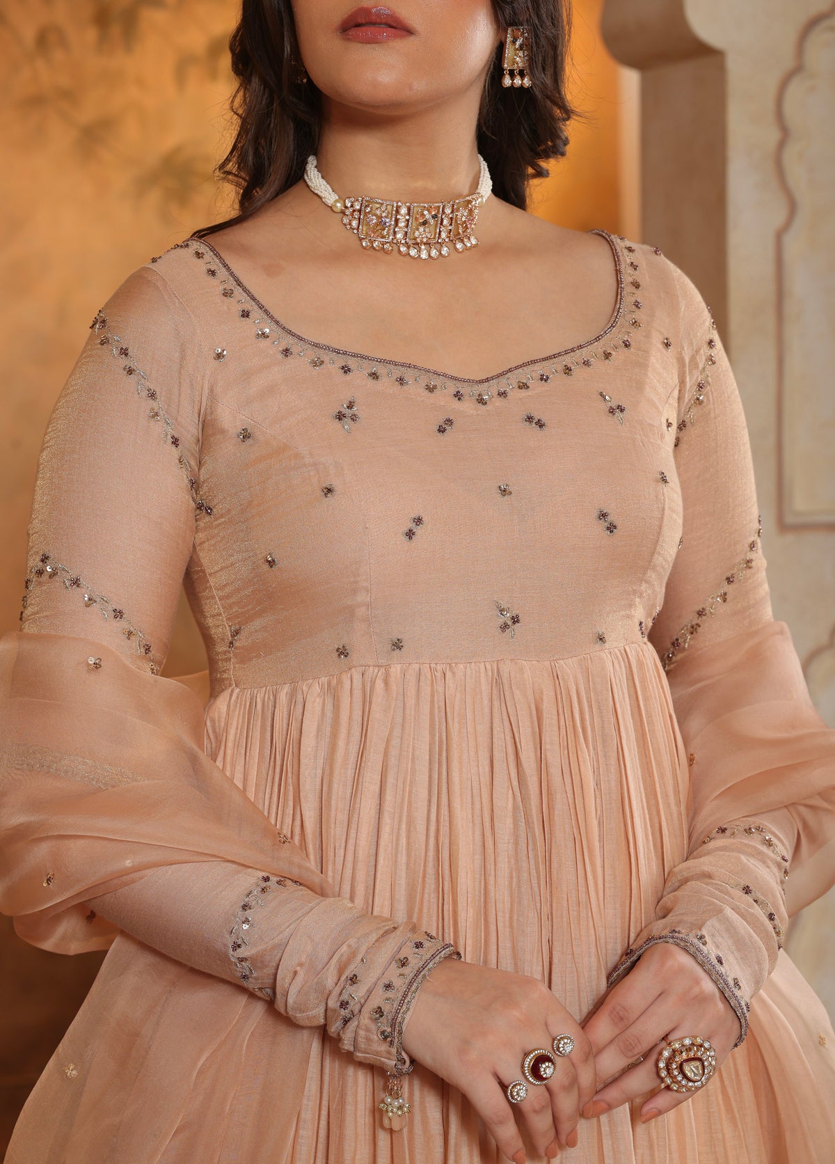 Soft Peach Anarkali Set