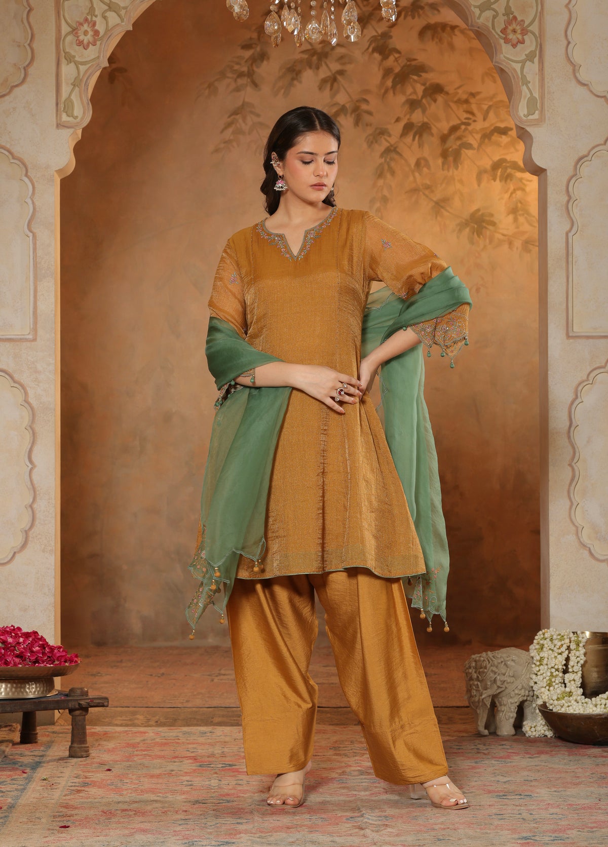 Mustard Gold Kalidaar Kurta Set