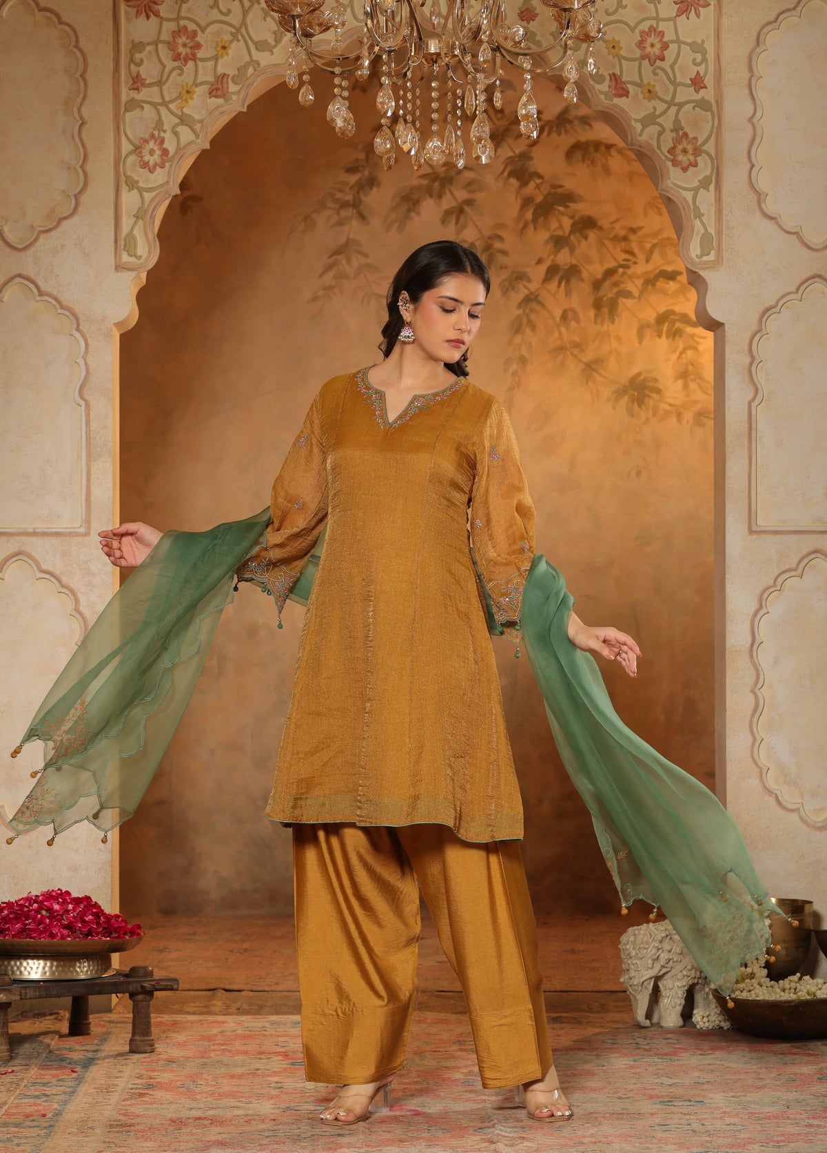 Mustard Gold Kalidaar Kurta Set