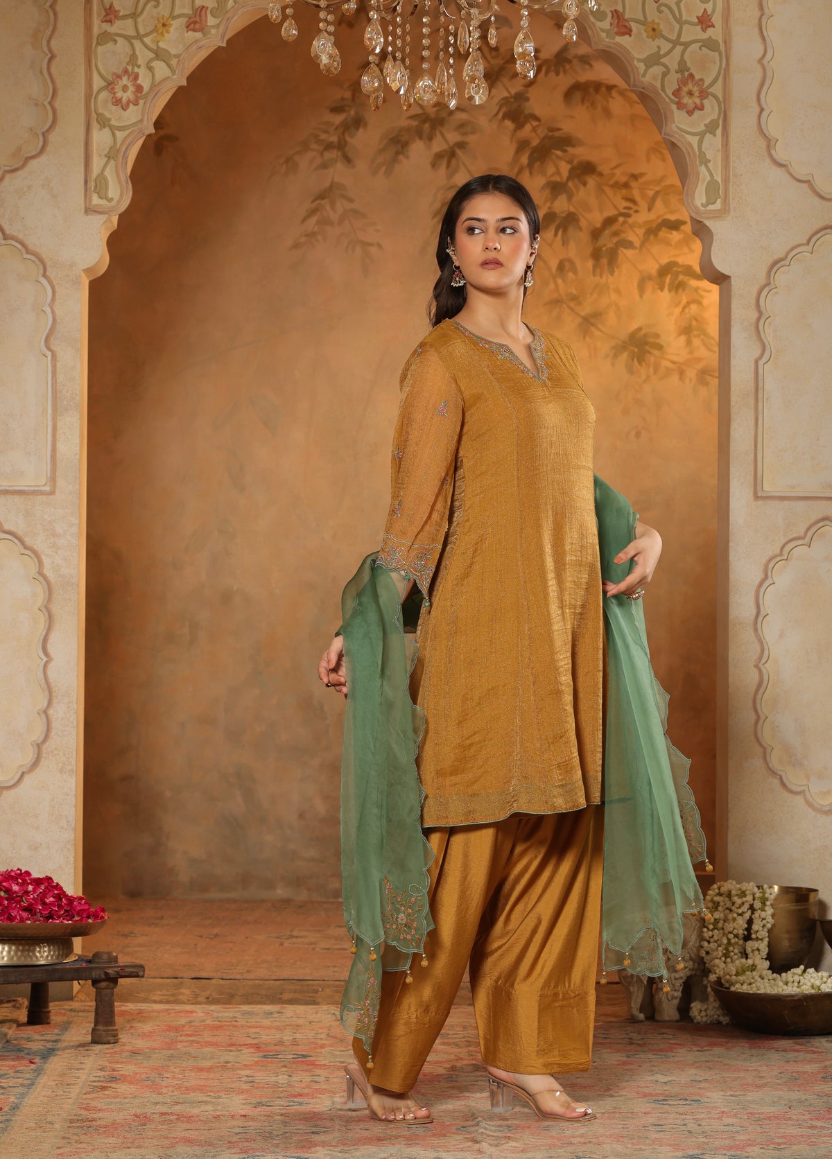 Mustard Gold Kalidaar Kurta Set