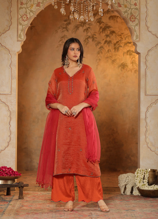 Rust Orange Kurta Set
