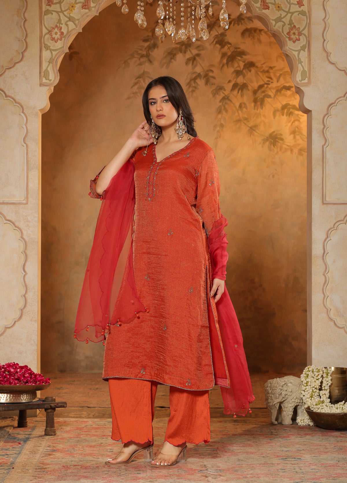 Rust Orange Kurta Set