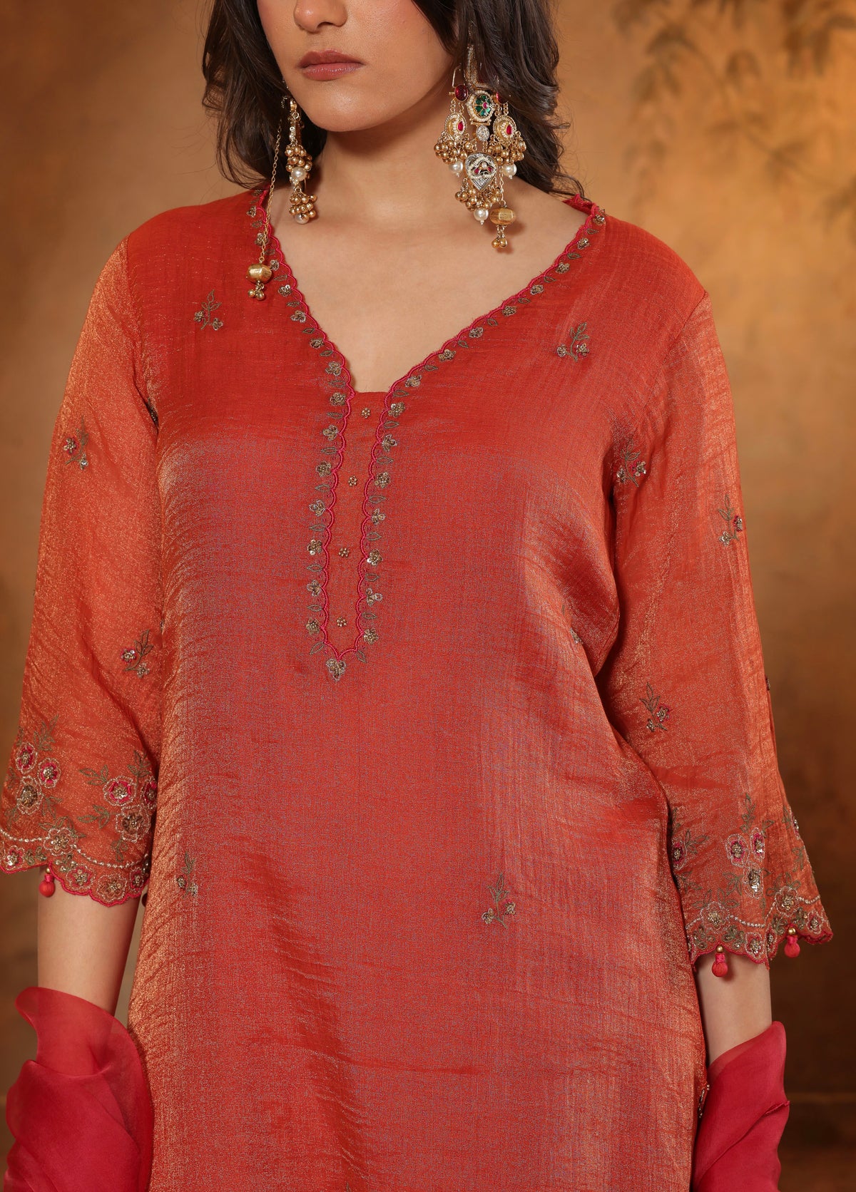 Rust Orange Kurta Set