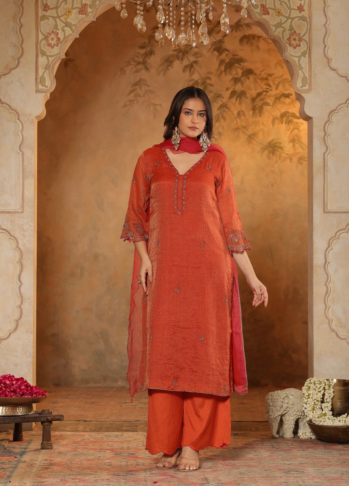 Rust Orange Kurta Set