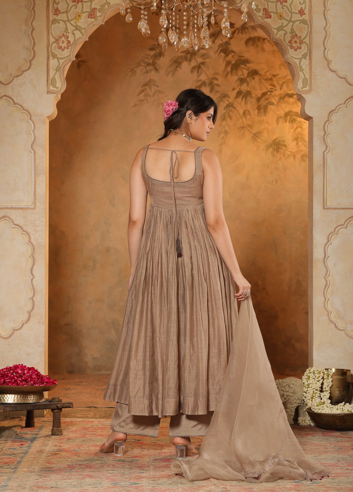 Taupe Beige Anarkali Set